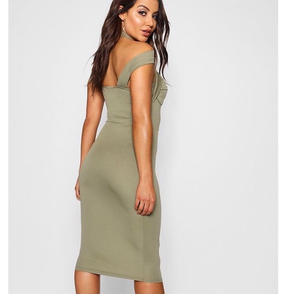 front twist midi bodycon dress - Picture 2 of 2